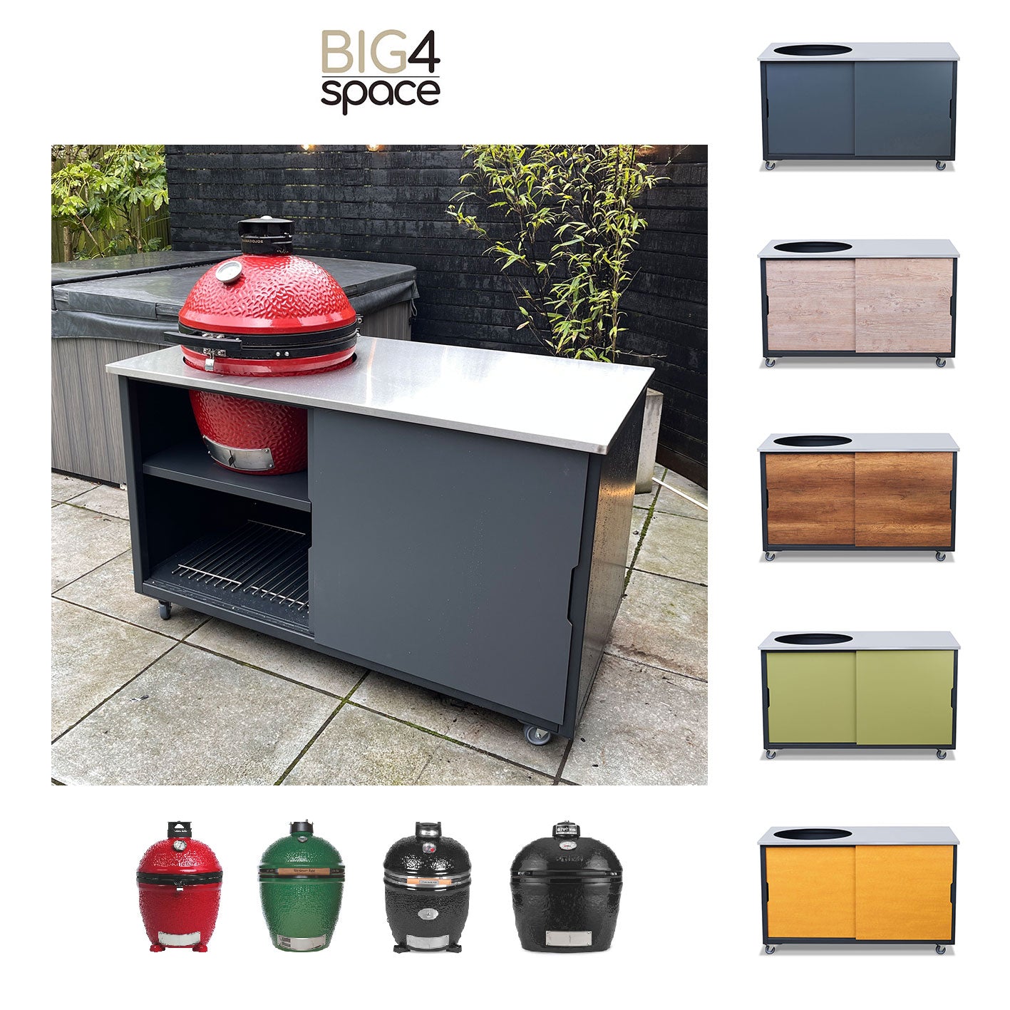 big4space kamado table - outdoor kitchen - portable kitchen - metal kitchen - bbq kitchen